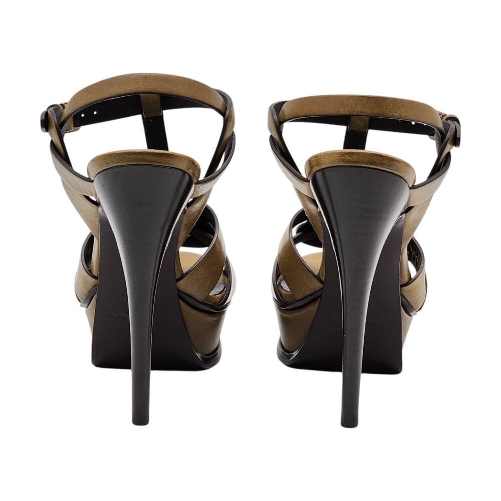 Saint Laurent Tribute Platform Leather Pumps Sandals Brown EU 35 US 5 $1100 NWB - Picture 5 of 11